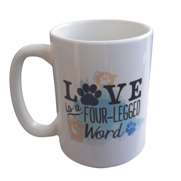 Love is a Four Legged Word Dog Lovers Rare Coffee Cup Coffee Mug - Picture 7 of 8
